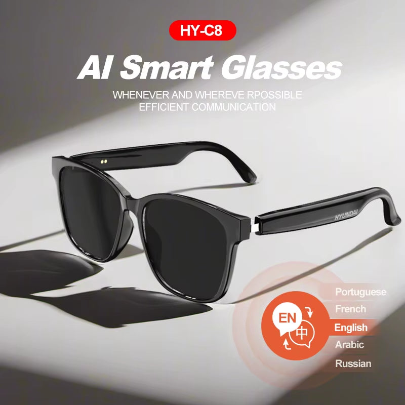 HY-C8 AI Smart Glasses with Real-Time Language Translation, Bluetooth Headphone, and AI Chat Features